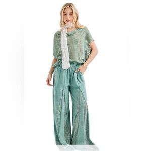 Boho COMING SOON Moss Green Lace Hippie Flare Pants
